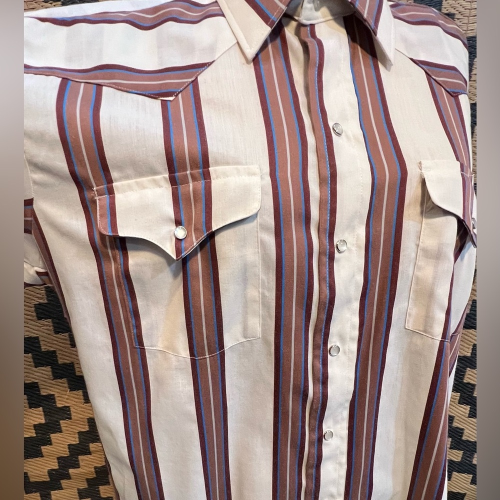 VINTAGE Panhandle Slim western rodeo show shirt stripe snap pearl button 70s 80s - Picture 7 of 11